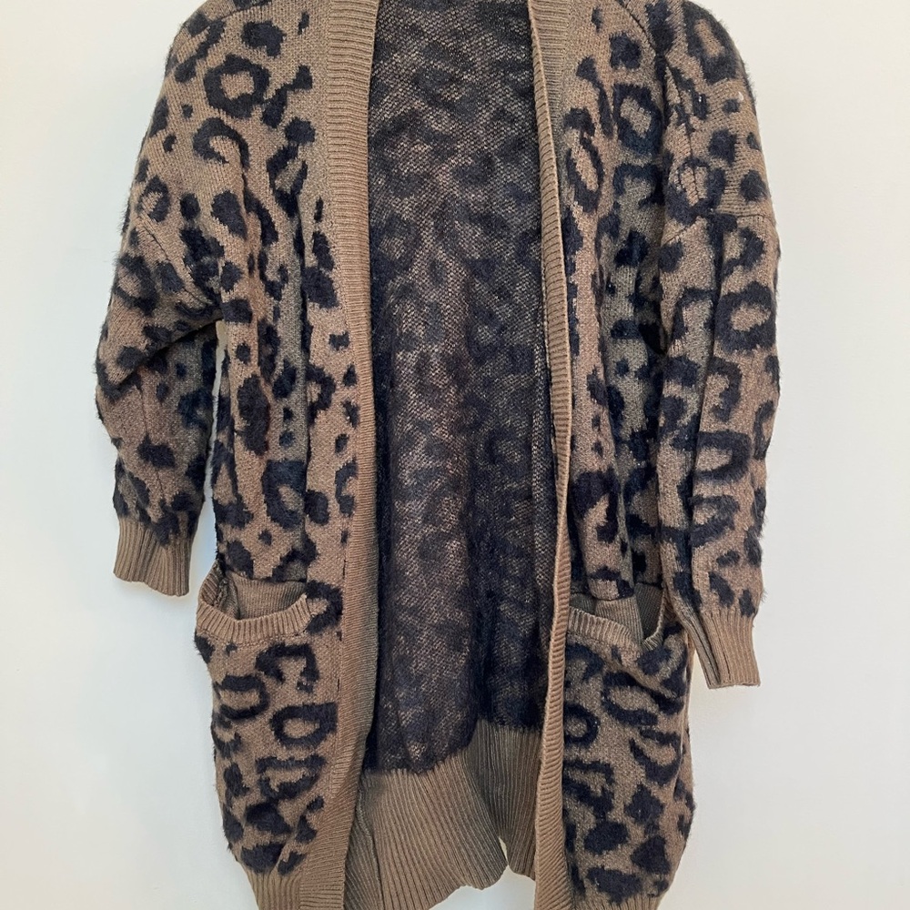 Fashion Nova Animal Print Cardigan - Tan and Black